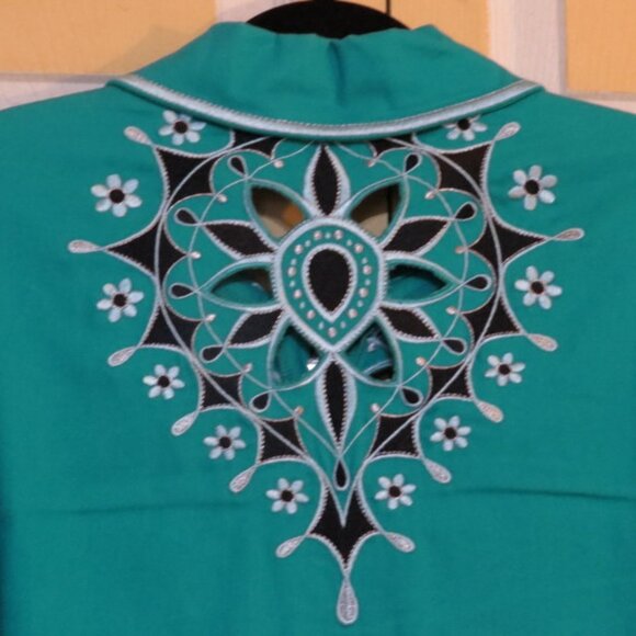 Bob Mackie Wearable Art Turquoise and White Size Large - Picture 5 of 5